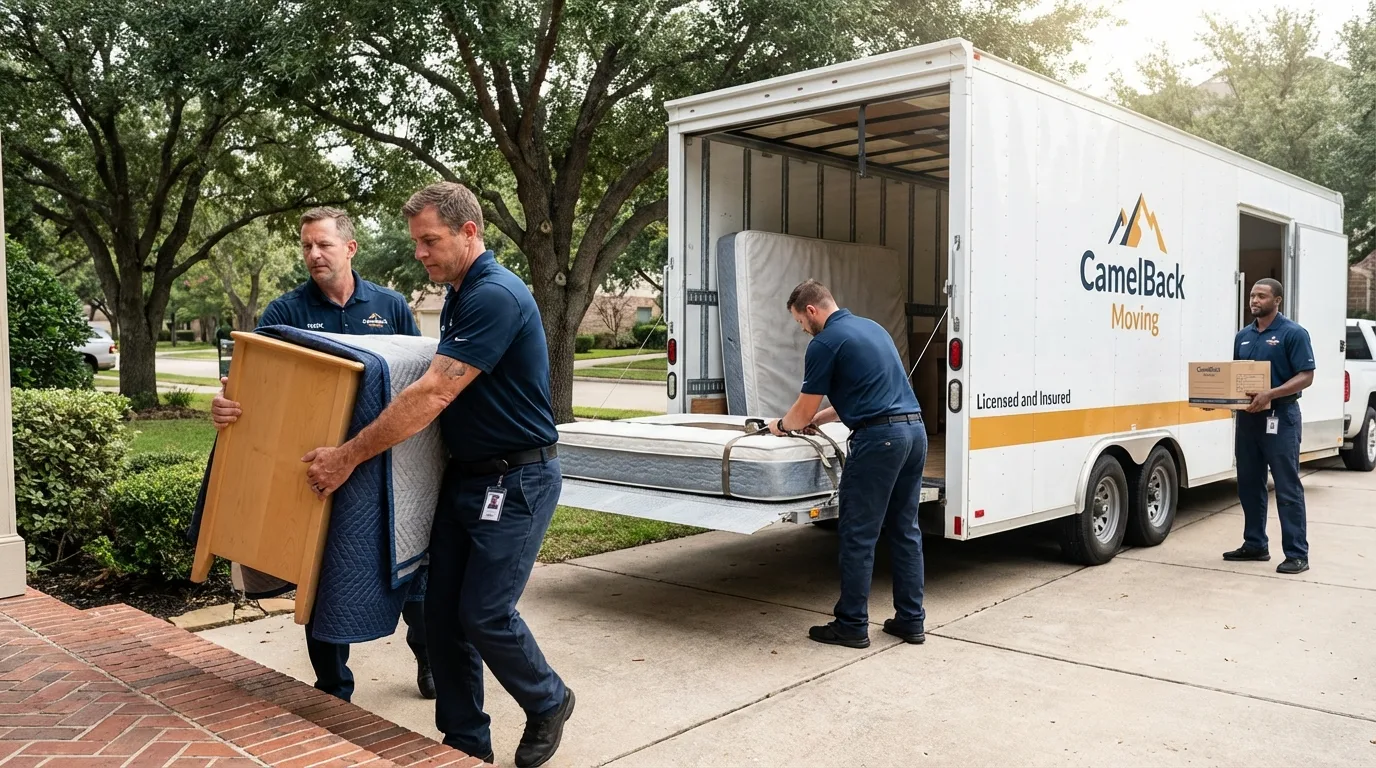 Crew loading residential truck for cross-state move from Centerville, TN