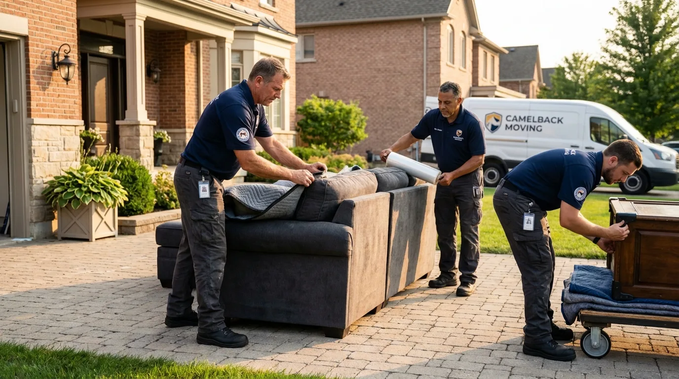 Large estate moving crew wrapping furniture in Centerville, TN